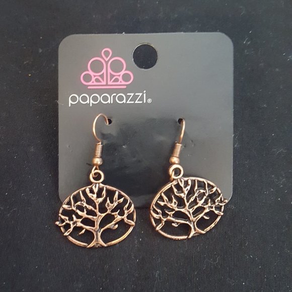 Paparazzi Jewelry - Copper Tree of Life Earrings J-412